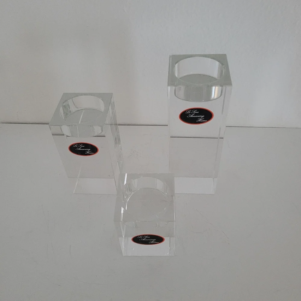 Le Lens Amazing Home Crystal Modern Candle Holders Set Of 3